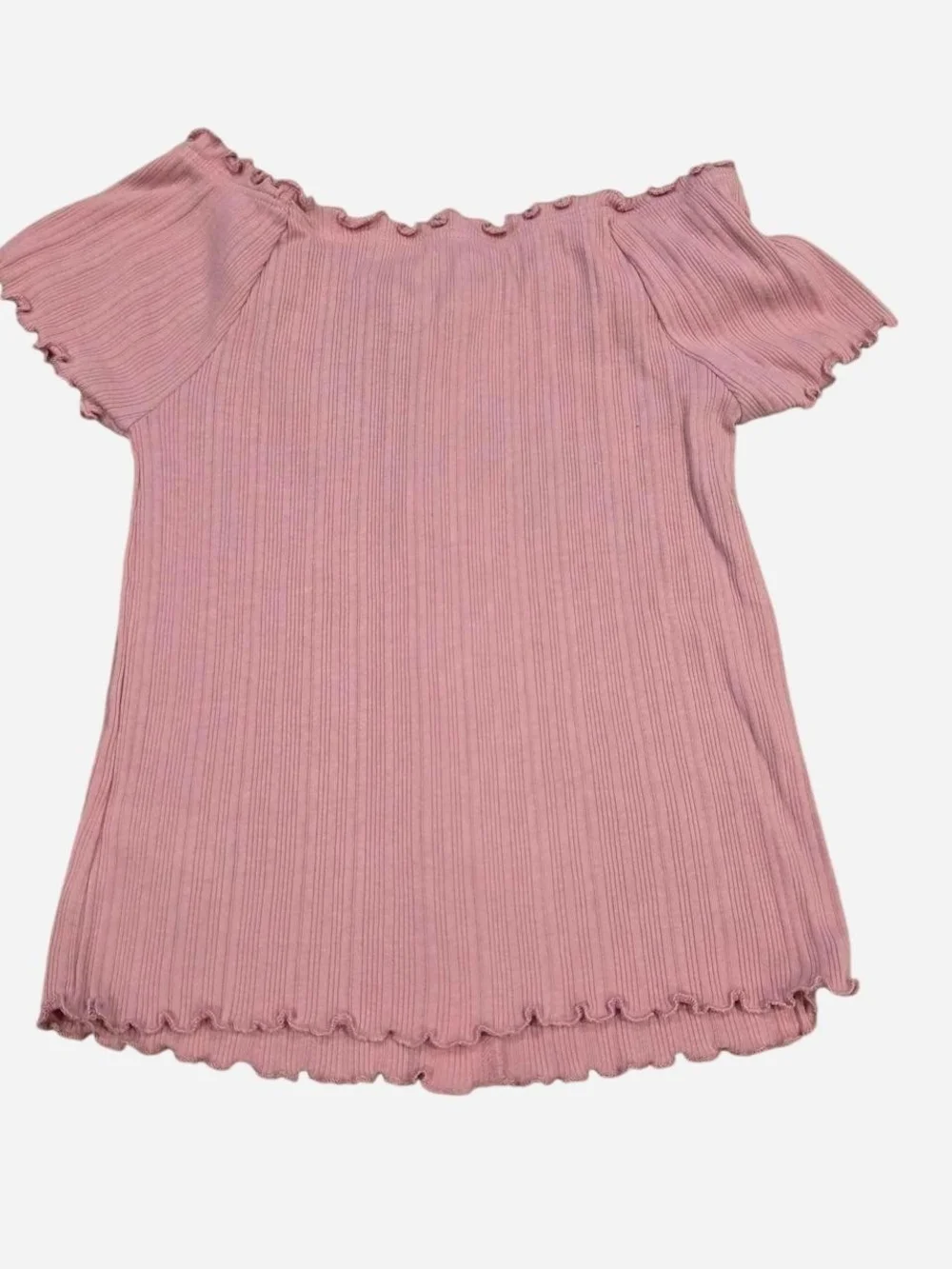 Justice Pink Ribbed Button-Front Crop Top